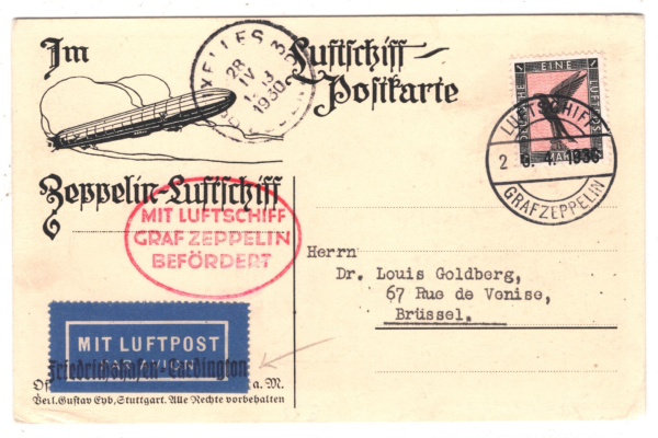 ZEPPELIN Postcard 1930 An Bord LZ.127 *Friedrichshafen-Cardington* Cachet KZ315 - Image 7