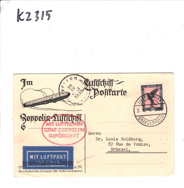 ZEPPELIN Postcard 1930 An Bord LZ.127 *Friedrichshafen-Cardington* Cachet KZ315 - Image 9