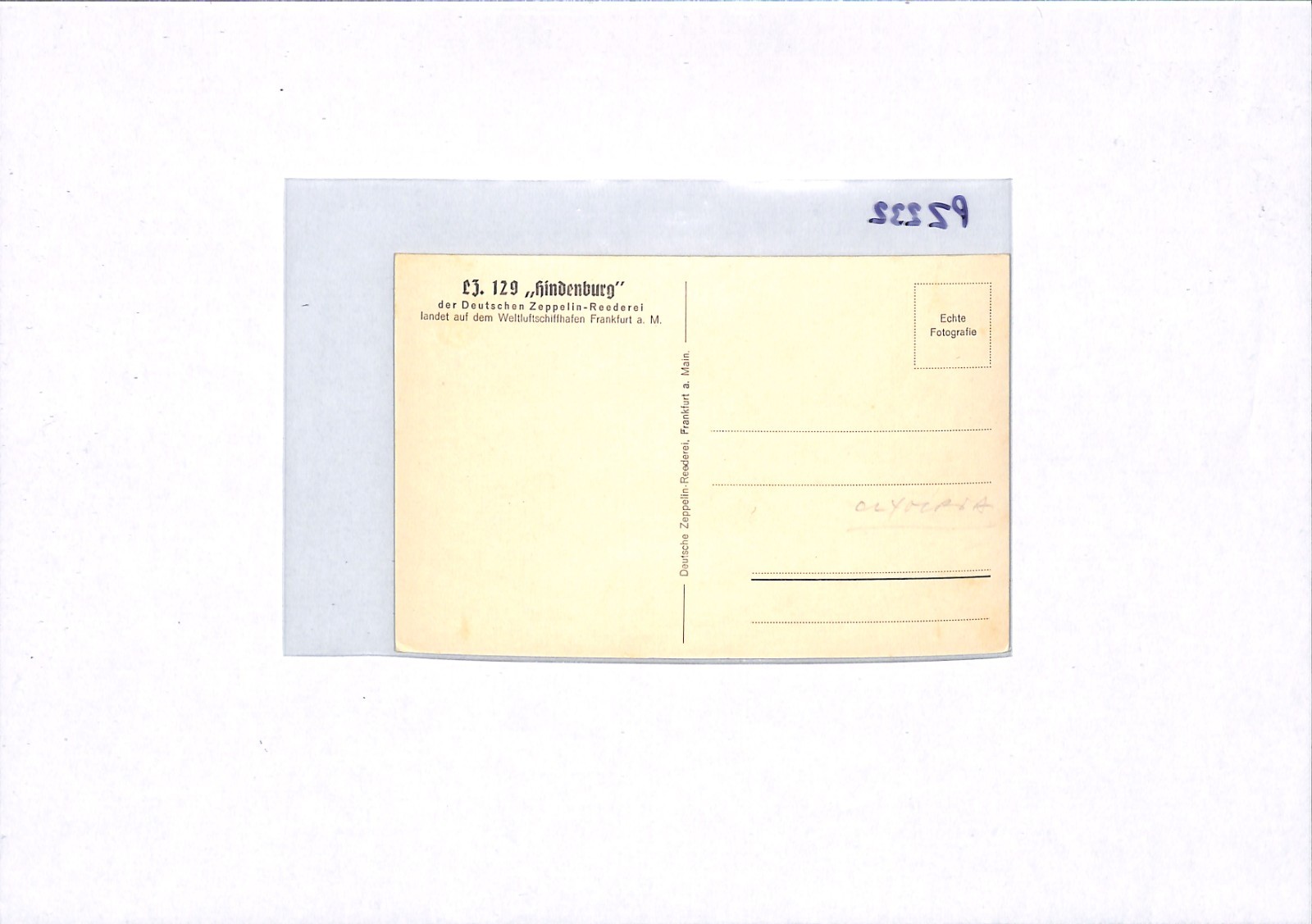 ZEPPELIN-REEDEREI Cachet VIEW-SIDE Postcard *Hindenburg* Frankfurt Germany PZ232 - Image 13