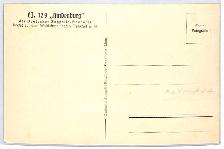 ZEPPELIN-REEDEREI Cachet VIEW-SIDE Postcard *Hindenburg* Frankfurt Germany PZ232 - Image 4