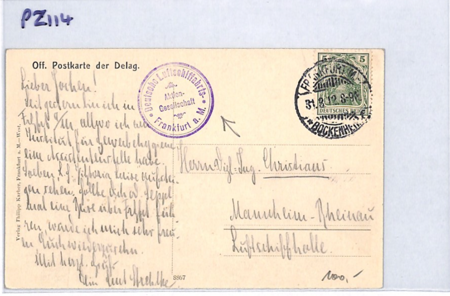 ZEPPELIN *Viktoria Luise* (LZ.11) Postcard Hangar FRANKFURT CACHET Germany PZ114 - Image 11