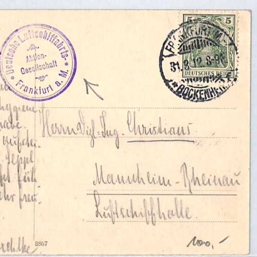 ZEPPELIN *Viktoria Luise* (LZ.11) Postcard Hangar FRANKFURT CACHET Germany PZ114 - Image 5