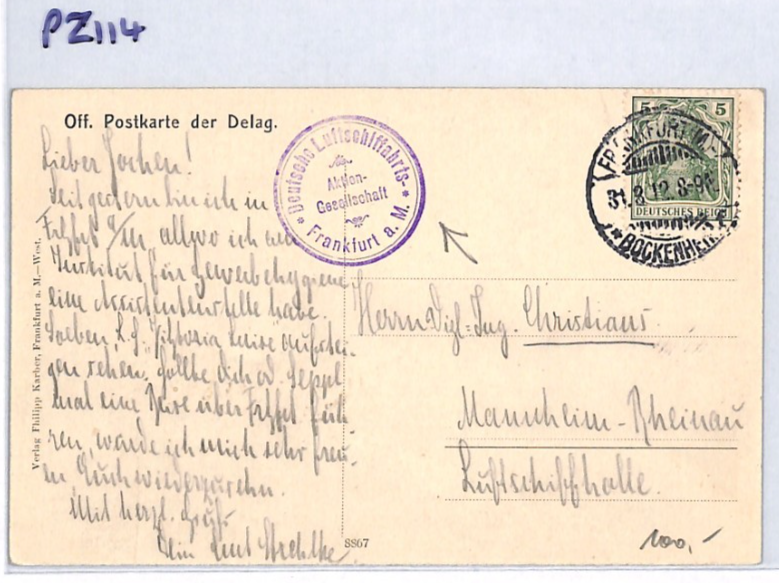 ZEPPELIN *Viktoria Luise* (LZ.11) Postcard Hangar FRANKFURT CACHET Germany PZ114 - Image 9