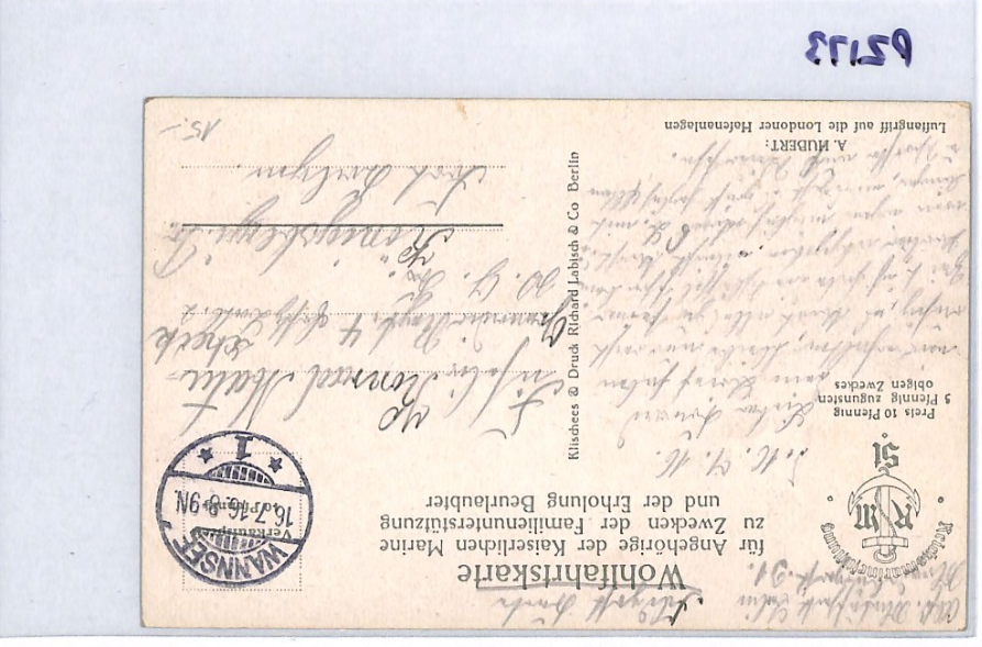 ZEPPELIN WW1 PROPAGANDA ART Postcard 10pf *CHARITY* Wannsee 1916 Germany PZ173 - Image 12