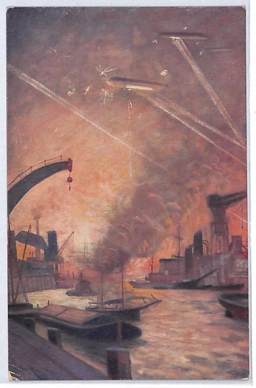 ZEPPELIN WW1 PROPAGANDA ART Postcard 10pf *CHARITY* Wannsee 1916 Germany PZ173 - Image 3