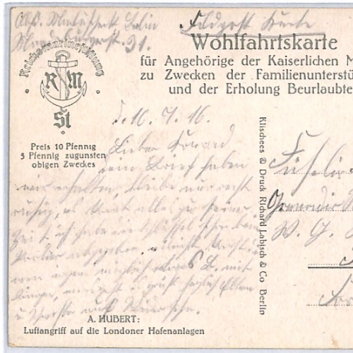 ZEPPELIN WW1 PROPAGANDA ART Postcard 10pf *CHARITY* Wannsee 1916 Germany PZ173 - Image 8