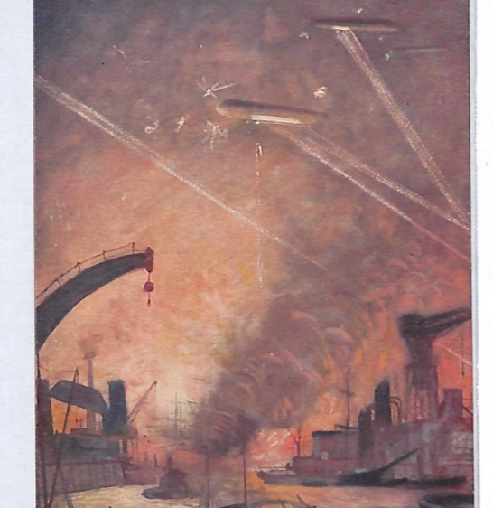 ZEPPELIN WW1 PROPAGANDA ART Postcard 10pf *CHARITY* Wannsee 1916 Germany PZ173