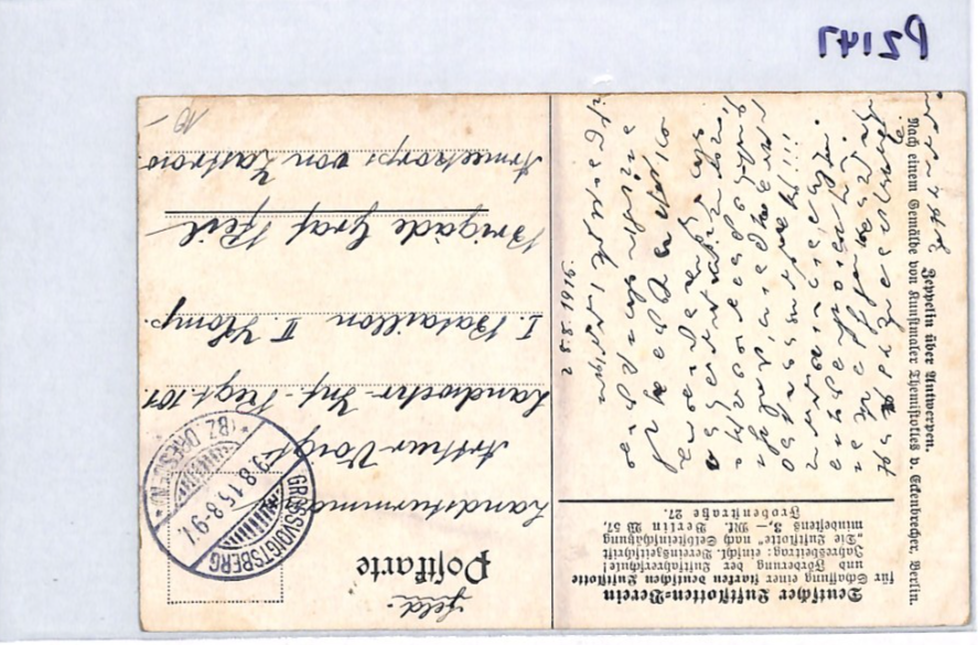 ZEPPELIN WW1 PROPAGANDA Card Grossvoigtsberg *CODED MESSAGE*? 1915 Germany PZ147 - Image 11