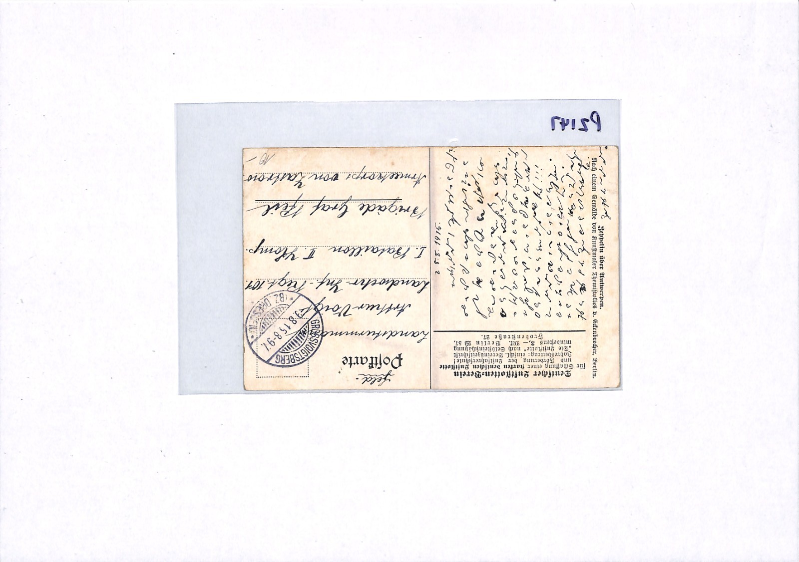 ZEPPELIN WW1 PROPAGANDA Card Grossvoigtsberg *CODED MESSAGE*? 1915 Germany PZ147 - Image 13