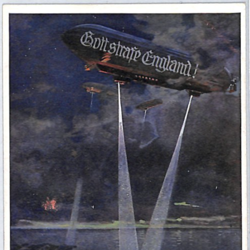 ZEPPELIN WW1 Postcard PROPAGANDA Art *Gott strafe England* SLOGAN Germany PZ323 - Image 5