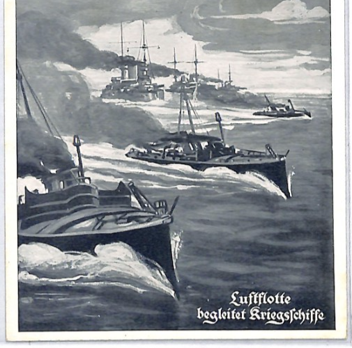 ZEPPELIN *Warship Escort* Postcard Germany WW1 PROPAGANDA Art AIRSHIP PZ338 - Image 6