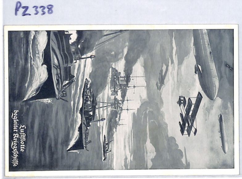 ZEPPELIN *Warship Escort* Postcard Germany WW1 PROPAGANDA Art AIRSHIP PZ338 - Image 8
