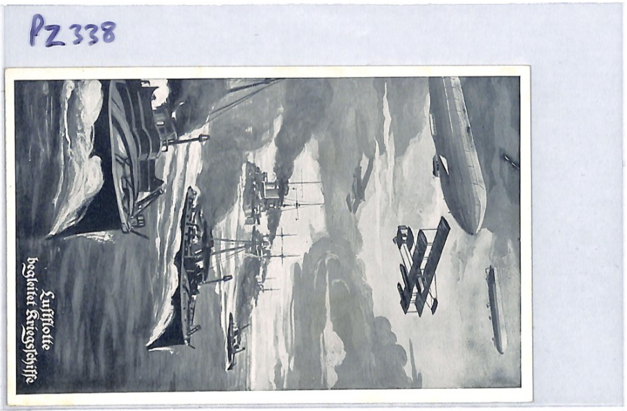 ZEPPELIN *Warship Escort* Postcard Germany WW1 PROPAGANDA Art AIRSHIP PZ338 - Image 10