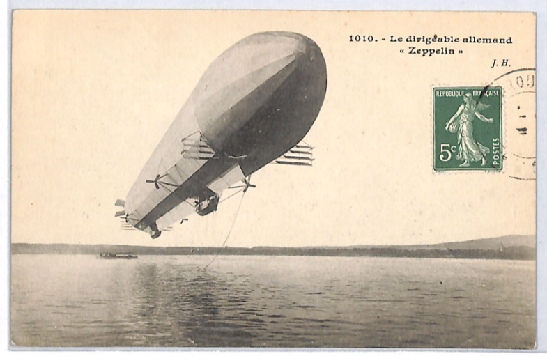 ZEPPELIN (Z1)(LZ.3) Postcard VIEW-SIDE FRANKING France 5c Sower {samwells}PZ272 - Image 3