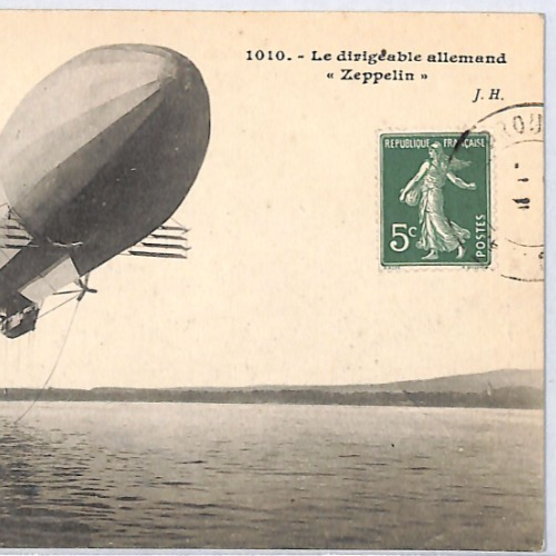 ZEPPELIN (Z1)(LZ.3) Postcard VIEW-SIDE FRANKING France 5c Sower {samwells}PZ272 - Image 5