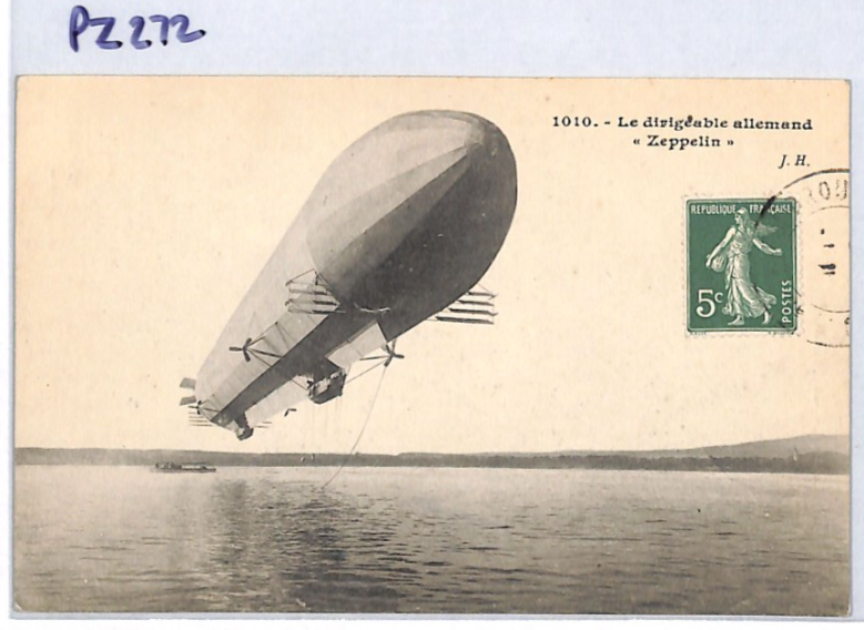 ZEPPELIN (Z1)(LZ.3) Postcard VIEW-SIDE FRANKING France 5c Sower {samwells}PZ272 - Image 9