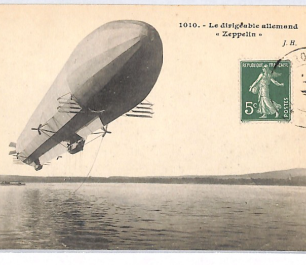 ZEPPELIN (Z1)(LZ.3) Postcard VIEW-SIDE FRANKING France 5c Sower {samwells}PZ272